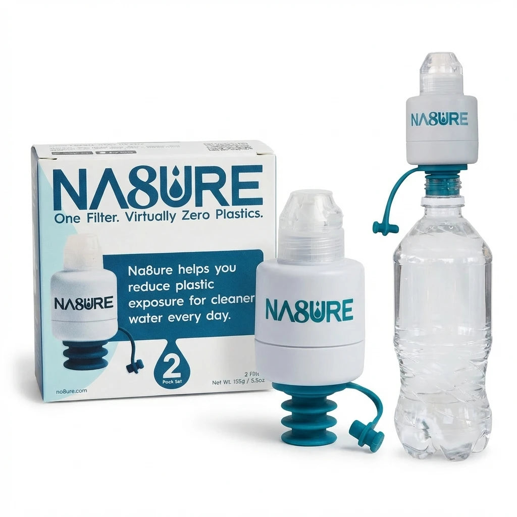 Microplastic & Nanoplastic Water Filter for Bottled & Refillable Water Bottles | Universal Fit | 2-Pack