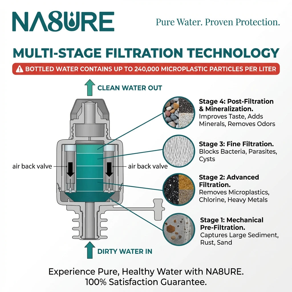 Microplastic & Nanoplastic Water Filter for Bottled & Refillable Water Bottles | Universal Fit | 2-Pack